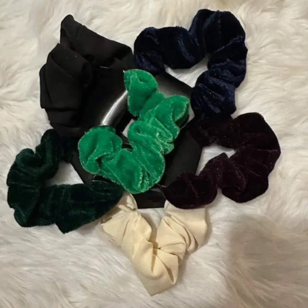 Bundle (6) Velvet & Chiffon Scrunchie   SC8110  - KIDS  Handmade NWT Boutique